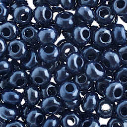 John Bead Czech Seed Beads - Dark Blue, Opaque Luster, 32/0 - close-up