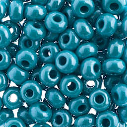 John Bead Czech Seed Beads - Teal Blue, Opaque Luster, 32/0 - close-up