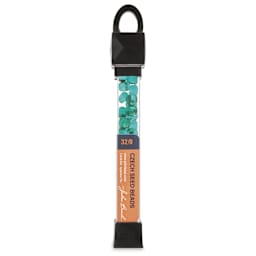 John Bead Czech Seed Beads - Teal, Transparent, 32/0, 19 g vial