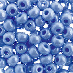 John Bead Czech Seed Beads - Powder Blue, Opaque Luster, 32/0 - close-up