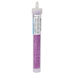 John Bead Czech Glass Seed Beads - Neon Purple, Color Lined, 10/0, 22 g vial - side