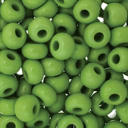 John Bead Czech Seed Beads - Green, Opaque, 32/0 - close-up