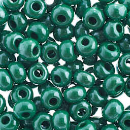 John Bead Czech Seed Beads - Green, Opaque, 32/0 - close-up