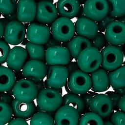 John Bead Czech Seed Beads - Medium Dark Green, Opaque, 32/0 - close-up