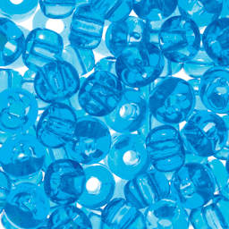 John Bead Czech Seed Beads - Medium Aqua, Transparent, 32/0 - close-up