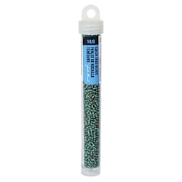 John Bead Czech Glass Seed Beads - Teal Green, Silver Lined, 10/0, 22 g vial - front