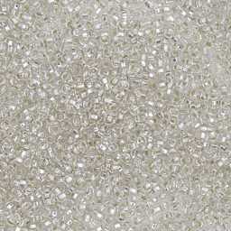 John Bead Czech Glass Seed Beads - Crystal, Silver lined, 10/0 - close-up