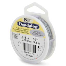 Beadalon 19 Strand Bead Stringing Wire - Satin Silver, 0.015" x 30 ft.