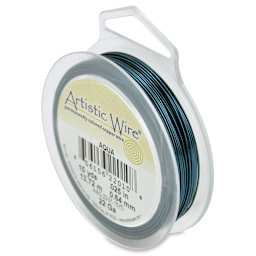 Artistic Wire Colored Copper Craft Wire - Angle view of Aqua color wire on spool with label