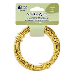 Beadalon Artistic Wire Aluminum Craft Wire - Gold, 12 Gauge, 39 ft