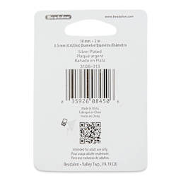 Beadalon Pin Backs - Silver, Pkg of 108 back of packaging