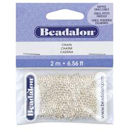 Beadalon Jewelry Chain - Silver, Dapped Small, 2.3 mm x 2 m front of packaging