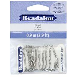 Beadalon Jewelry Chain - Stainless Steel, Dapped Elongated, 5.7 mm x 0.9 m front of packaging