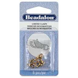 Beadalon Lobster Clasps - Extra Small, Gold, Pkg of 5 front of packaging