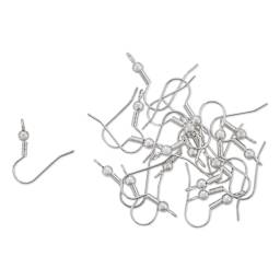 Beadalon Ear Wires - 0.76 mm, Classic, Ball & Spring, Silver Plated, Pkg of 20