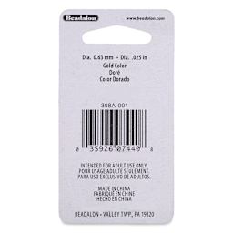 Beadalon Ear Wires - 0.63 mm, Classic, Ball & Spring, Gold, Pkg of 16 back of packaging