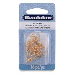 Beadalon Ear Wires - 0.63 mm, Classic, Ball & Spring, Gold, Pkg of 16 front of packaging