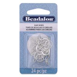 Beadalon Ear Wires - 0.63 mm, Classic, Dapped & Spring, Silver Plated, Pkg of 24 front of packaging