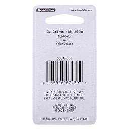 Beadalon Ear Wires - 0.63 mm, Classic, Dapped & Spring, Gold, Pkg of 20 back of packaging