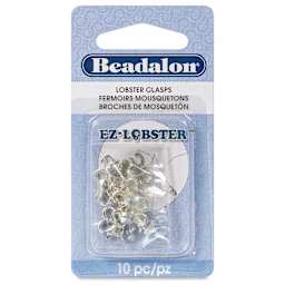 Beadalon Lobster Clasps - EZ Lobster, Silver Plated, Pkg of 10 front of packaging