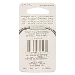 Artistic Wire Large Wire Crimp Connectors - Tarnish Resistant Silver Plated, 10 mm, Pkg of 21 back of packaging