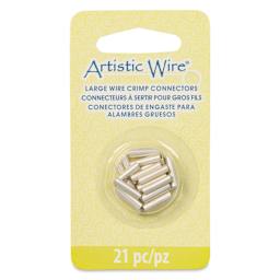 Artistic Wire Large Wire Crimp Connectors - Tarnish Resistant Silver Plated, 10 mm, Pkg of 21 front of packaging