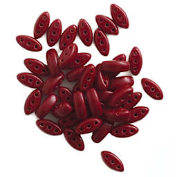 John Bead Czech Glass Cali Three-Hole Beads - Coral beads in loose pile