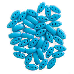 John Bead Czech Glass Cali Three-Hole Beads - Turquoise beads in loose pile