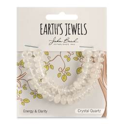 John Bead Earth's Jewels Quartz Beads - Crystal Quartz, Donut Rondelle, 5 mm x 8 mm, 41 beads - front of packaging