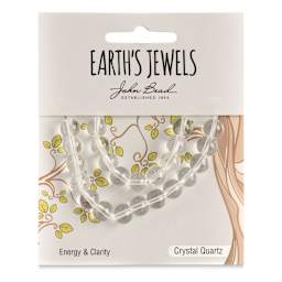 John Bead Earth's Jewels Quartz Beads - Crystal Quartz, Round, 8 mm, 23 beads - front of packaging