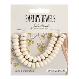 John Bead Earth’s Jewels White Magnesite Beads - Donut Rondelle, Pkg of 41, 5 mm x 8 mm