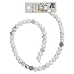 John Bead Earth's Jewels Howlite Beads - Round, 8 mm, 16" Strand - close-up