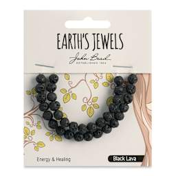 John Bead Earth's Jewels Black Lava Beads - Round, 6 mm, 33 beads - front of packaging
