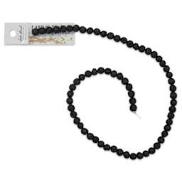 John Bead Earth's Jewels Black Lava Beads - 6 mm, 16" Strand - close-up