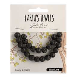 John Bead Earth's Jewels Black Lava Beads - Round, 8 mm, 23 beads - front of packaging