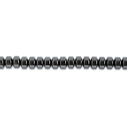 John Bead Earth’s Jewels Hematite Beads - Donut Rondelle, Pkg of 41, 5 mm x 8 mm - out of packaging, close-up