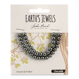 John Bead Earth’s Jewels Hematite Beads - Round, Pkg of 33, 6 mm Dia. - front of packaging