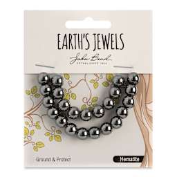 John Bead Earth’s Jewels Hematite Beads - Round, Pkg of 23, 8 mm Dia. - front of packaging