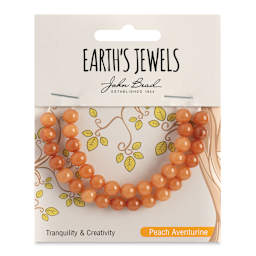 John Bead Earth’s Jewels Aventurine Beads - Round, Pkg of 33, Peach, 6 mm Dia. - front of packaging