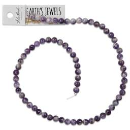 John Bead Earth's Jewels Amethyst Beads - Dog Tooth, Round, 6 mm, 16" Strand
