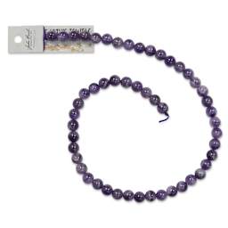 John Bead Earth's Jewels Amethyst Beads - Dog Tooth, Round, 8 mm, 16" Strand