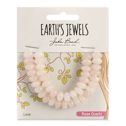 John Bead Earth's Jewels Quartz Beads - Rose Quartz, Donut Rondelle, 5 mm x 8 mm - front of packaging