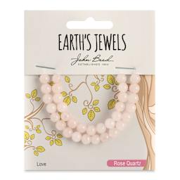 John Bead Earth's Jewels Quartz Beads - Rose Quartz, Round, 6 mm, 33 beads - front of packaging