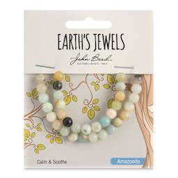 John Bead Earth's Jewels Amazonite Beads - Round, 6 mm, 33 beads - front of packaging