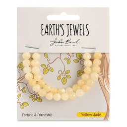 John Bead Earth’s Jewels Jade Beads - Yellow Jade, Round, 6 mm, 33 beads