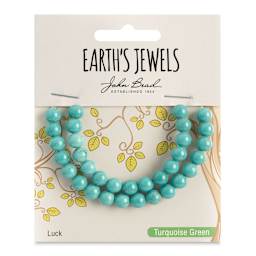 John Bead Earth’s Jewels Green Stabilized Turquoise Beads - Round, Pkg of 33, 6 mm Dia.