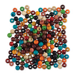 John Bead Euro Wood Beads - Multicolor, Round, 6 mm, Pkg of 200