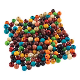 John Bead Euro Wood Beads - Multicolor, Round, 6 mm, Pkg of 200