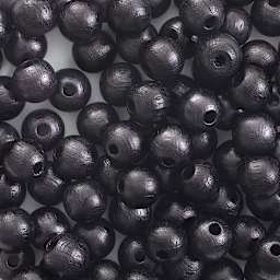 John Bead Euro Wood Beads - Black, Round, 8 mm, Pkg of 100 - close-up of beads