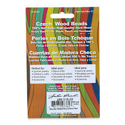 John Bead Euro Wood Beads - Red, Round, 6 mm, Pkg of 200